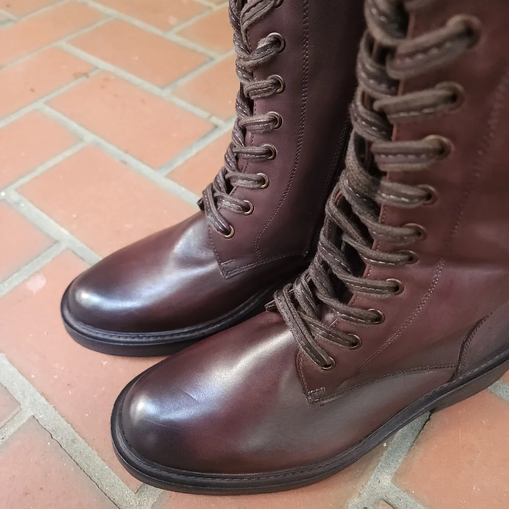 Vintage Foundry Distressed Riding Boots Brick Brown - Picture 5 of 16